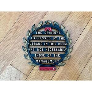 Funny "Opinions Expressed Not the Husband" Cast Iron Pot/Tea Trivet Grannycore